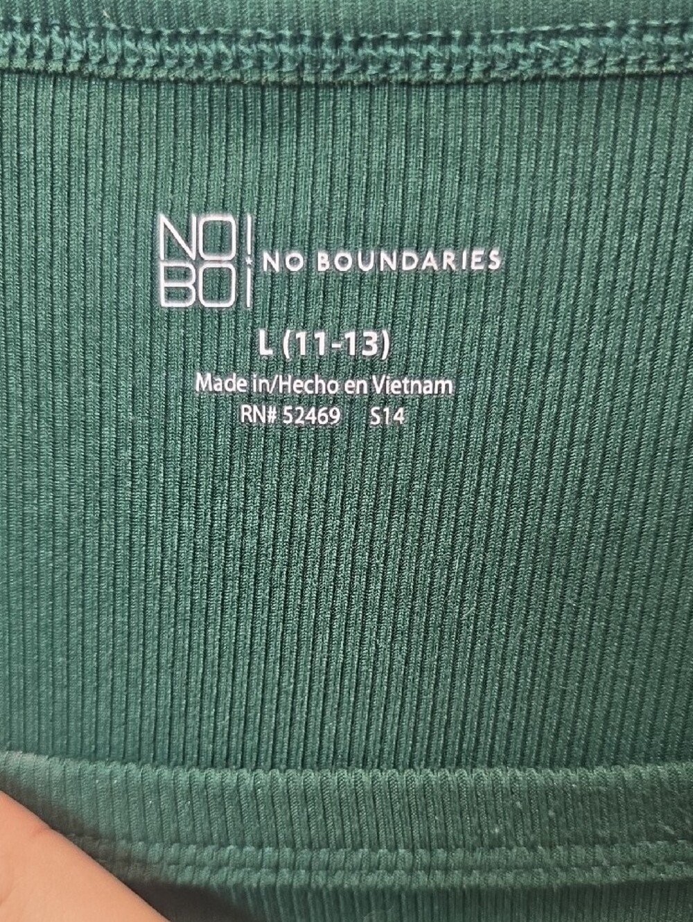 No Boundaries Dark Green Ribbed Tank Top - Picture 3 of 3
